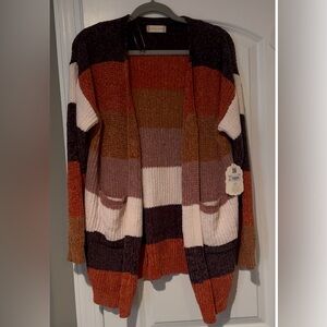 Striped cozy fall cardigan